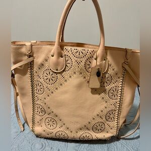Coach pebbled leather Tatum tote gold/apricot